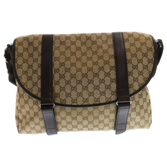 Gucci GG Canvas Messenger Shoulder Bag Beige Crossbody - Picture 1 of 6
